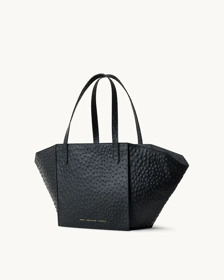 Structural Tote Bag “black ostrich”