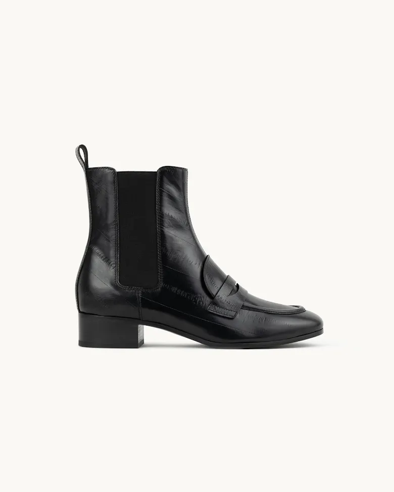 Loafer Booties “black eel”