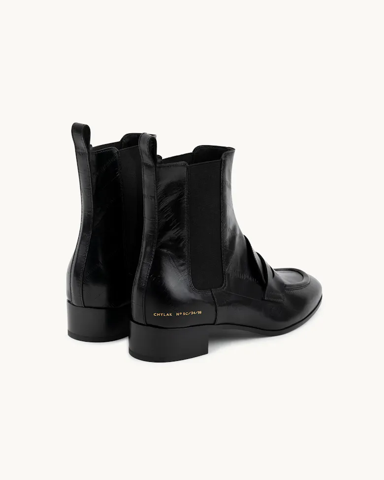 Loafer Booties “black eel”