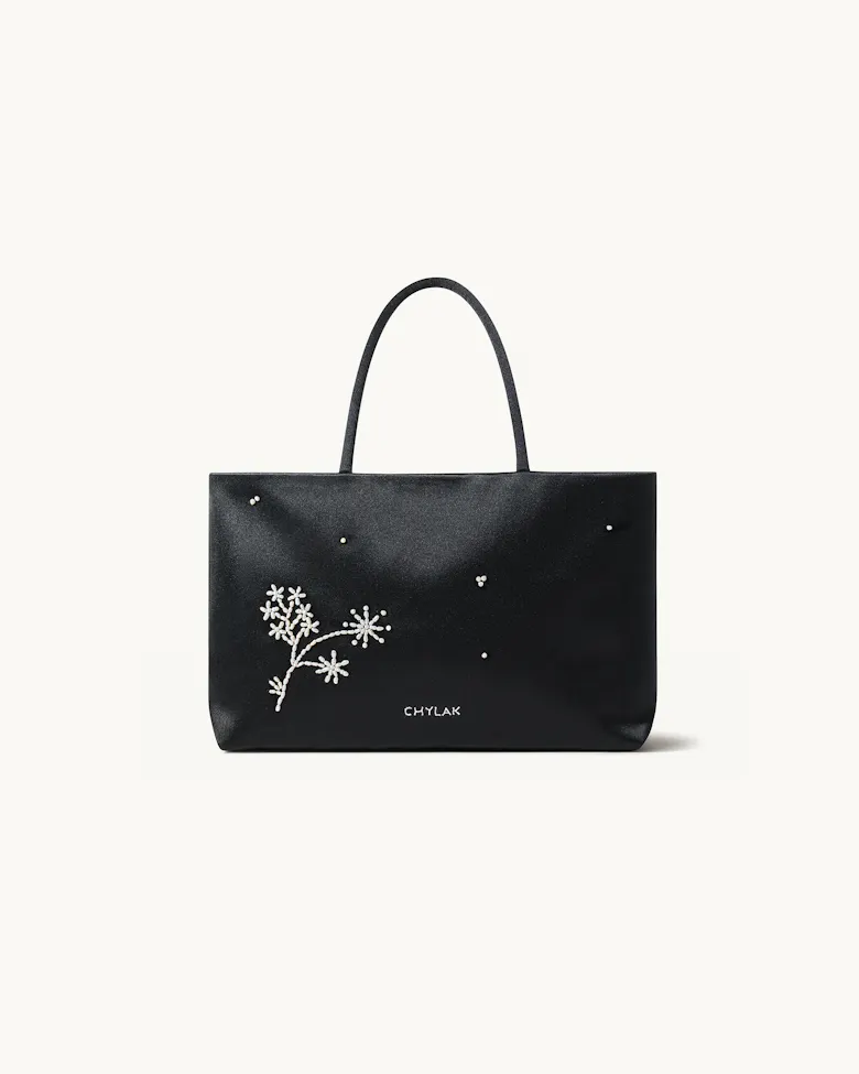 Bag with Floral Pearl Embroidery