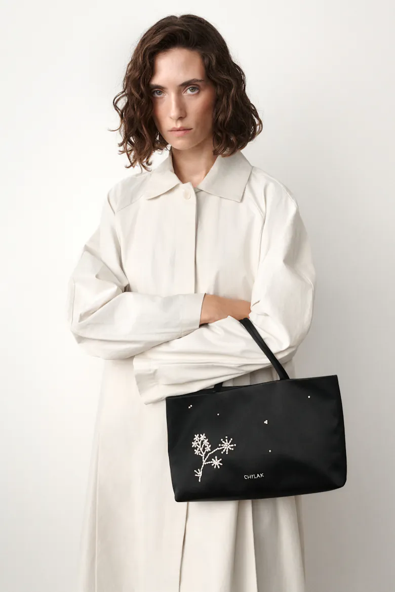 Bag with Floral Pearl Embroidery