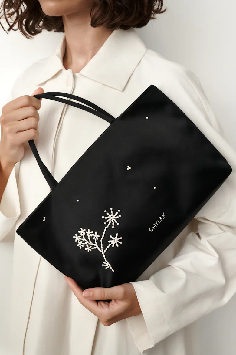 Bag with Floral Pearl Embroidery