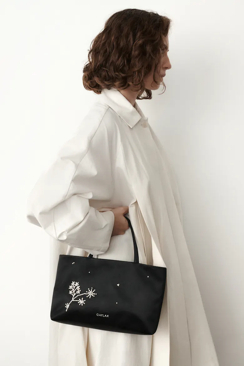 Bag with Floral Pearl Embroidery